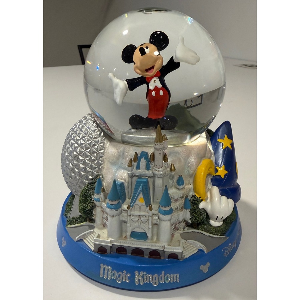 Walt Disney World Four Parks Musical Snow Globe Mickey Mouse Small World Tune
